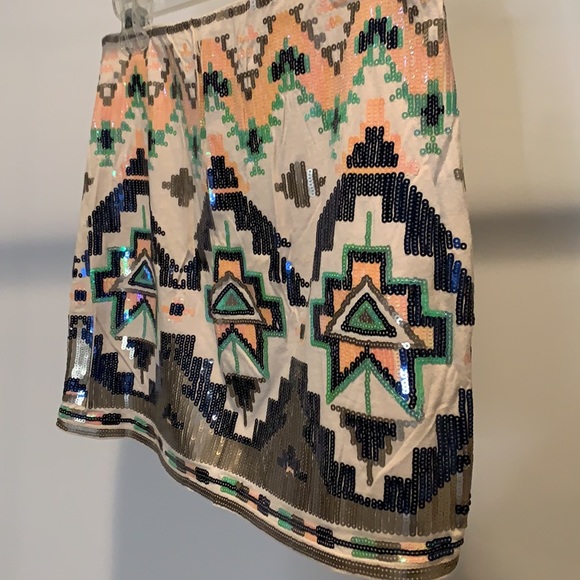 Aztec Print Sequence Mini Skirt - Picture 2 of 3